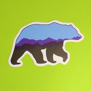10/$10 Aesthetic Blue Bear Silhouette with Mountains Matte VSCO Die Cut Sticker